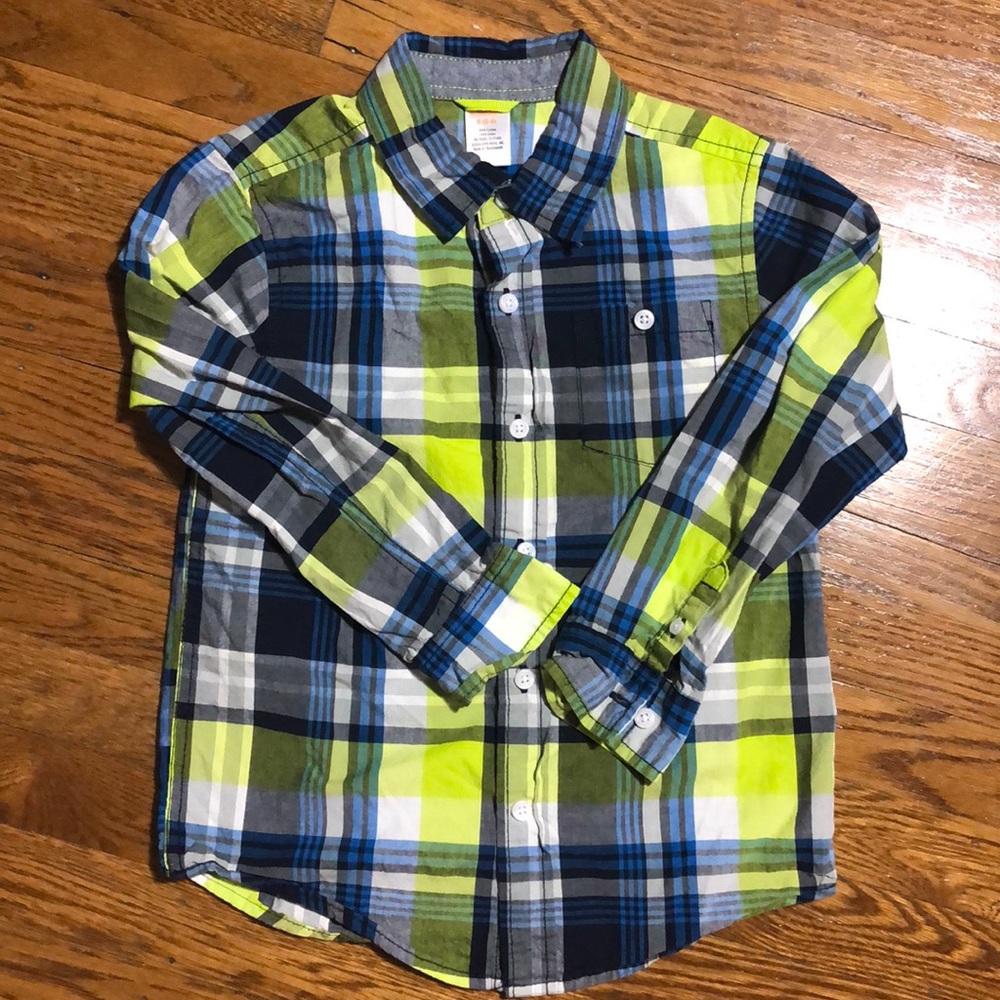 Gymboree plaid button down- S(5-6)